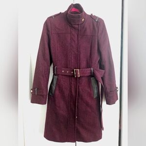 Cole Haan Women's Burgundy Belted Coat